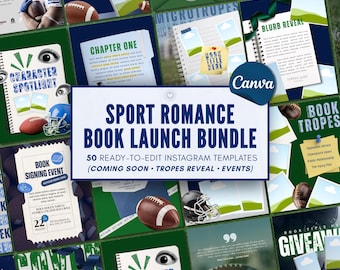 Sports Romance Author Canva Templates Bookstagram Bundle Book Launch Instagram Kit Hockey Romance Book Promo Author Marketing Social Media