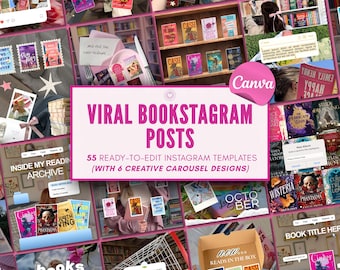 Bookstagram Canva Templates Pink Book Review Instagram Carousel BookTok Template Romance Reader Bookish Posts Author Social Media Kit Bundle