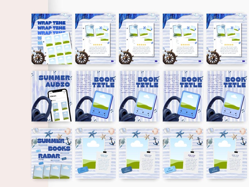 Summer Bookstagram Templates Canva Bundle Beach Reads TBR Book Review Carousel Reading Wrap Up Booktok Author Romance Marketing Content Kit image 4