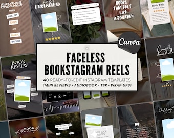 Bookstagram Reels Canva Templates Faceless BookTok Videos Book Review Reel Bundle Bookish Instagram Content Indie Author TikTok Kit