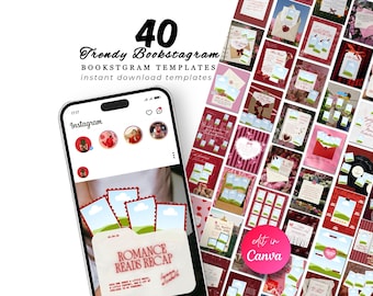 赤いブックスタグラムカルーセルテンプレートスクラップブックInstagram投稿ストーリー読者、本好き、著者のためのベストセラーCanvaソーシャルメディアキット