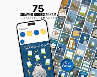 夏のブックスタグラムCanvaテンプレートBookTokコンテンツキットビーチ読書TBRブックレビューカルーセルInstagram読書投稿読書バンドル