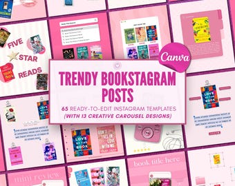 Bookstagram Canva Templates Bundle Book Review Instagram Carousel Posts BookTok Content Kit for Readers Authors Book Bloggers