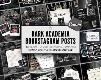 Gothic Romance Dark Academia Bookstagram Canva Template Bundle BookTok Instagram Carousel Gothic Book Review Social Media Author Launch Kit