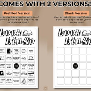 Book Bingo PRINTABLE Journal Page Planner Page Reading Challenge Book ...