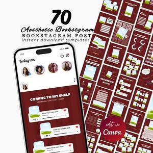 Estetiska röda bookstagram-mallar instagram bokligt innehåll lässtämning mysig litterär canvas redigerbar minimal modern digital nedladdning