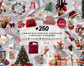 Digitalt klistermärke för jul, Bookstagram, estetiskt vintermysigt kit, högtidspaket, festliga dagbokselement, innehållsskapare, marknadsföring, BookTok