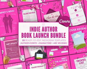 Book Launch Canva Templates for Indie Authors Author Social Media Kit Bookstagram Instagram Book Promotion Templates ARC Preorder Promo