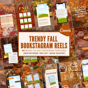 Fall Book Reel Templates Canva Bookstagram Autumn BookTok Video Faceless Bookish Content for Romance Readers Authors Social Media Kit