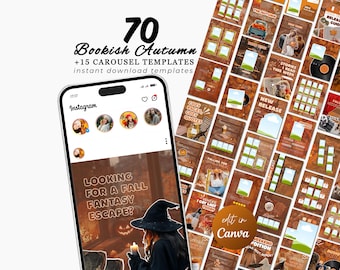 秋のBookstagram Reelsテンプレート、本好きのInstagram著者コンテンツ、Canva、居心地の良い美的IGブックインフルエンサーソーシャルメディアBookTokテンプレート