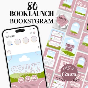 Modèle Bookstagram Modèle Canva de lancement de livre auteur marketing Instagram personnalisable esthétique numérique écrivain moderne créateur de contenu
