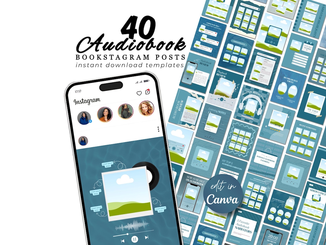 Audiobook Instagram Bookstagram Canva Template Bookish Instagram Book ...