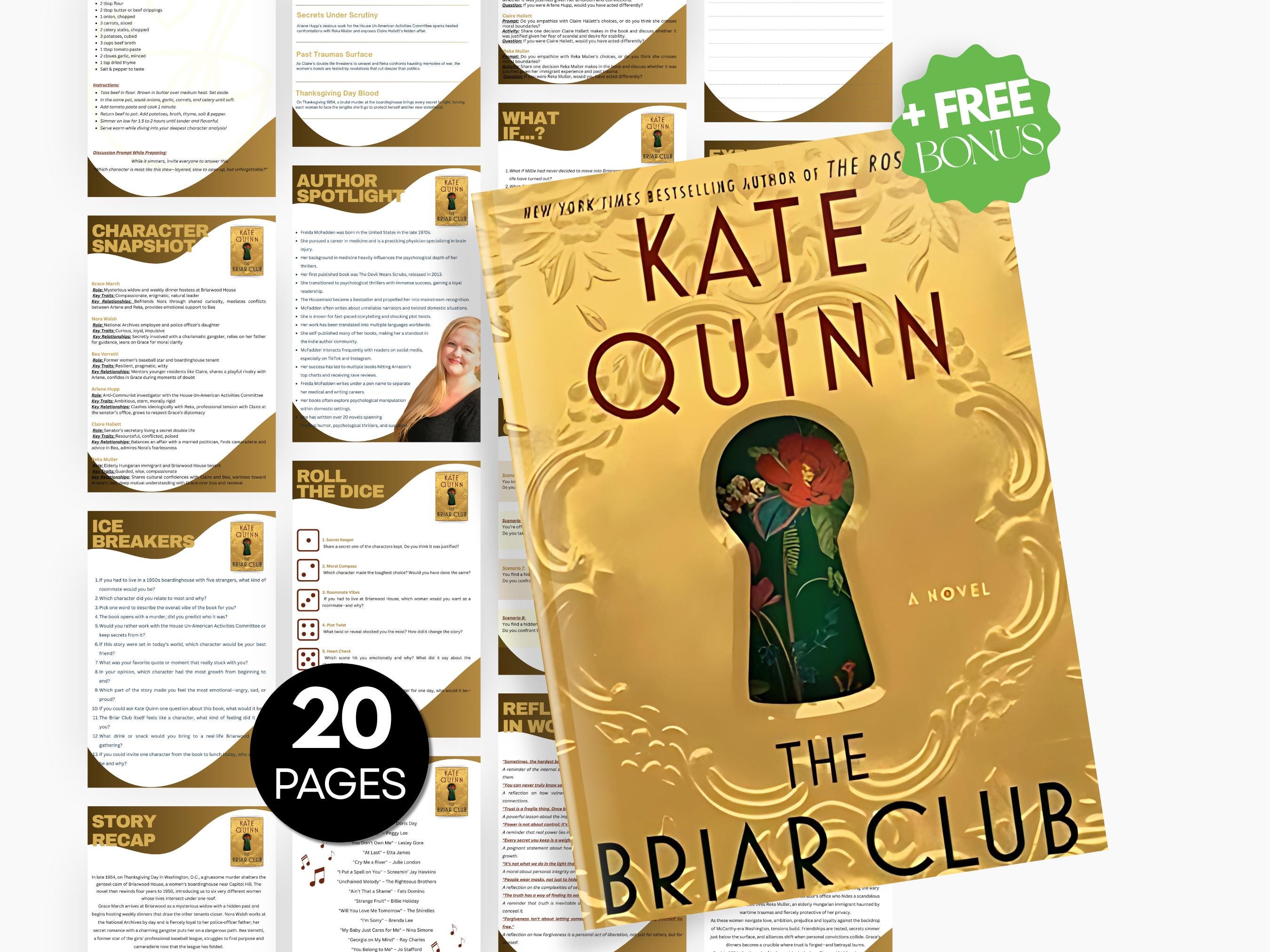 The Briar Club Book Club Guide Book Club Games Book Discussion Questions Kate Quinn BookTok Bookstagram Historical Fiction Thriller Novel
