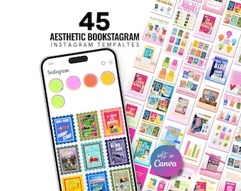 ガーリーなブックスタグラムテンプレート Canvaバンドル ブックレビュー TBR読書トラッカー ロマンス小説好きのためのInstagram投稿テンプレート