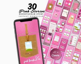 Pink Aesthetic Instagram Story Canva Editable Author Promo Bookstagram Creator Trendy Social Media Digital Download Girly Kit Book Lover
