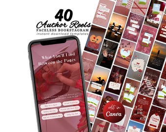 Author Reels Canva Templates Bookstagram Reels BookTok Instagram Templates Book Launch Promo Indie Romance Author Social Media Pack