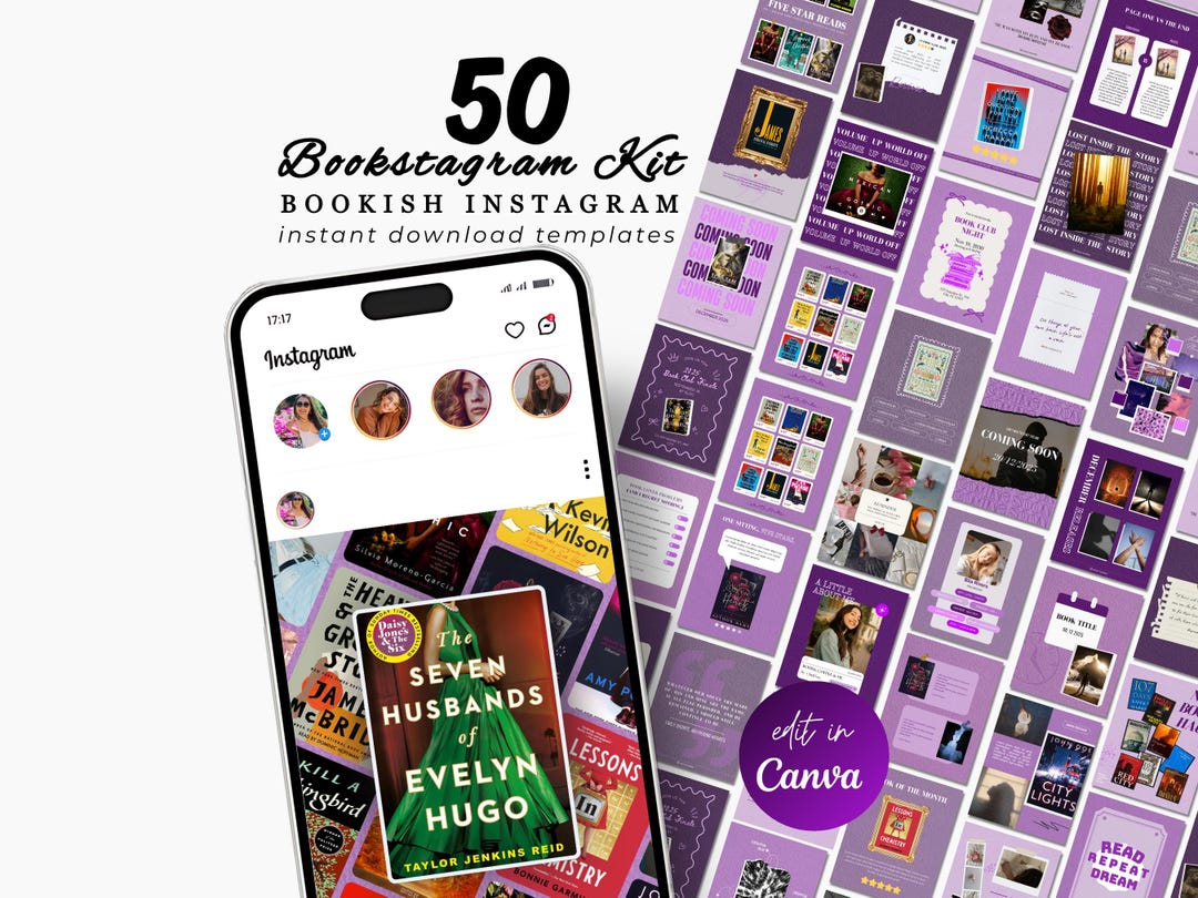 Bookstagram Template Canva Editable Design Bookish Instagram Post Story ...