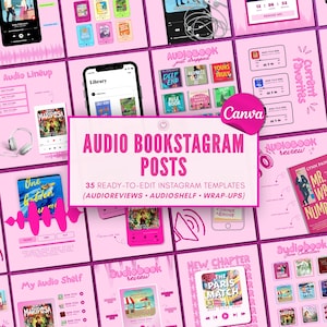 Instagram-Vorlage für Hörbücher, Bookstagram-Canva-Vorlage, Buch-Instagram-Vorlage, Social-Media-Vorlage für Buchrezensionen, Lese-Instagram-Vorlage, Autorenmarketing