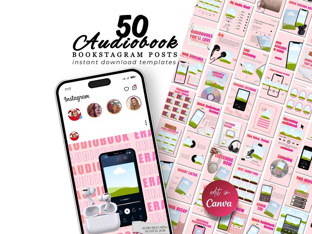 Audiobook Instagram Bookstagram Canva Template Bookish Instagram Book ...