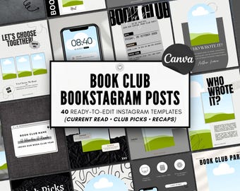 Book Club Instagram Templates Virtual Book Club Canva Kit Bookstagram Posts Reading Discussion Social Media Content for Reading Club Hosts