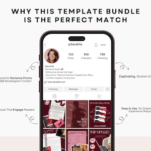 Romance author bookstagram templates indie writer bundle launch kit canva editable aesthetic instagram promo marketing digital creator image 9