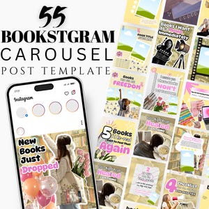 Bookstagram Canva Template Carousel Post Bookish Instagram Editable Layout Scroll Stopping Content Reader Aesthetic Digital Media Product IG