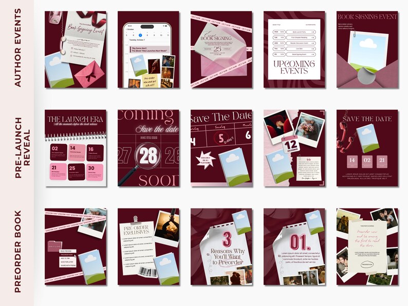 Romance author bookstagram templates indie writer bundle launch kit canva editable aesthetic instagram promo marketing digital creator image 7