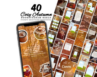 Autumn Bookstagram Reels Template Bookish Instagram Author Content Canva Cozy Aesthetic IG Book Influencer Social Media BookTok Template