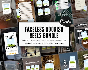 Bookstagram Reels Canva Templates Faceless BookTok Videos Book Review Reel Bundle Bookish Instagram Content Indie Author TikTok Kit