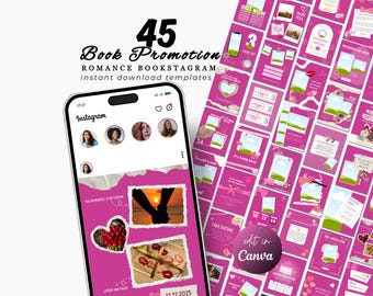 Author Romance Book Launch Promotion Instagram Template Book Marketing IG Indie Author Social Media Writer Book Promo Bookstagram Canva