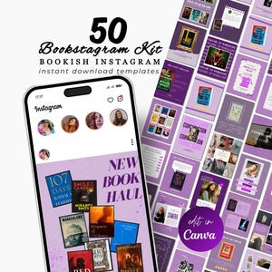 Plantillas para publicaciones de Instagram, Bookstagram, Canva, amantes de los libros, lectores, creadores de redes sociales, feed estético, branding, contenido digital editable.