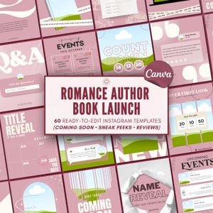 Romance Author Book Launch Instagram Release Template Book Marketing IG Indie Author Social Media Writer Book Promo Bookstagram Canva