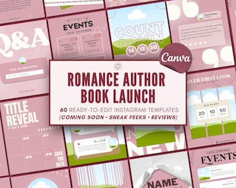 Romance Author Book Launch Instagram Release Template Book Marketing IG Indie Author Social Media Writer Book Promo Bookstagram Canva