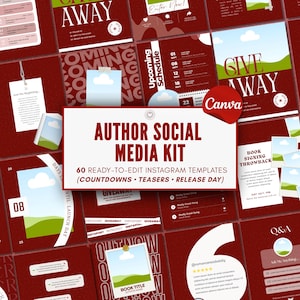 Mall för författares boklansering, Instagram-mall, bokmarknadsföring, IG, indie-författare, författares sociala medier, Instagram-bokpromotör, bookstagram-varumärkesbyggande, Canva