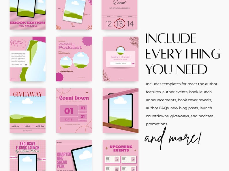 Romance Author Instagram Template | Bookstagram Canva Kit for Writers ...