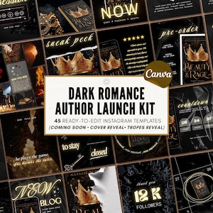 Vorlagen für düstere Liebesromane, Autoren-Launch-Kit, Vorbestellungs-Countdown, Buchwerbung, Bookstagram, Instagram-Posts, bearbeitbare Canva-Vorlagen, TikTok-Reels, virale Inhalte