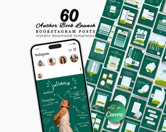 Author Launch Bookstagram Template Instagram Post Canva Carousel Book Promotion Aesthetic Branding Writers Social Media Kit