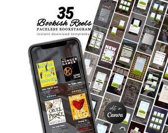 Plantillas de Canva Bookish Faceless Reels, paquete de Reels de Bookstagram, BookTok, Instagram, TikTok, reseñas de libros, paquete de contenido para redes sociales de autores.