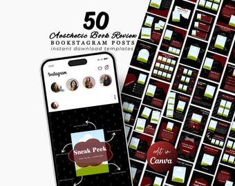 Book Instagram Bookstagram Canva Template Bookish Instagram Book Lover Social Media Book Review Template Reading Instagram Author Marketing