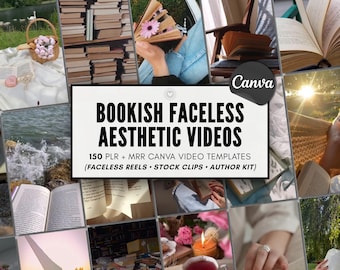 BookTok Faceless Reels Canva Video Templates Bookstagram Stock Videos Clips Book Lover Reading Aesthetic Instagram TikTok PLR MRR Author Kit