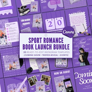 Sport Romance Author Bookstagram Bundle Templates Book Launch Instagram Book Promo Template Canva Book Marketing Bookish Content Creator