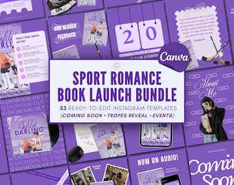 Sport Romance Author Bookstagram Bundle Templates Book Launch Instagram Book Promo Template Canva Book Marketing Bookish Content Creator