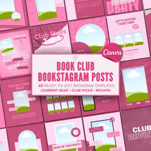 Modelos de Instagram para Clube do Livro, Kit Canva para Clube do Livro Virtual, Posts para Bookstagram, Conteúdo para Redes Sociais para Discussão de Leitura para Organizadores de Clubes de Leitura