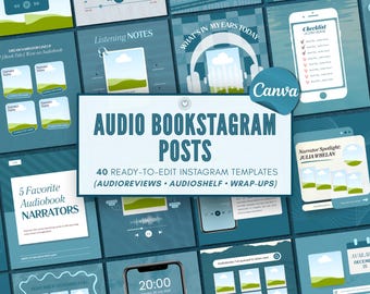 Audiobook Instagram Bookstagram Canva Template Bookish Instagram Book Trope Social Media Book Review Template Reading Insta Author Marketing