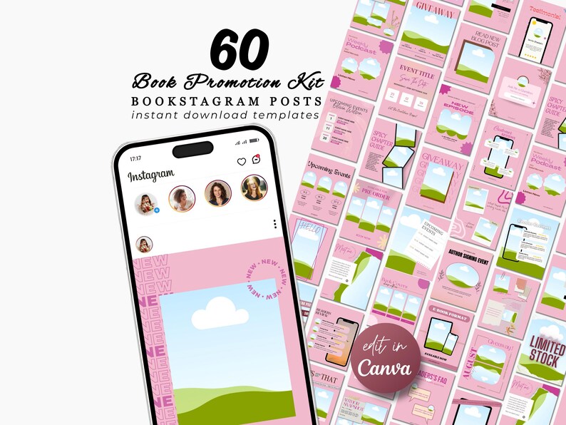 Romance Author Instagram Template | Bookstagram Canva Kit for Writers ...