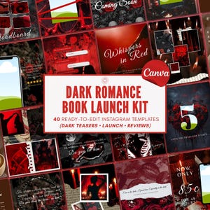 Dark Romance Bookstagram Templates Canva Indie Author Marketing Romantic Aesthetic Red And Black Instagram Post Book Promo Red Design