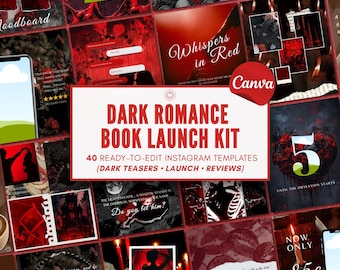 Dark Romance Bookstagram Templates Canva Indie Author Marketing Romantic Aesthetic Red And Black Instagram Post Book Promo Red Design