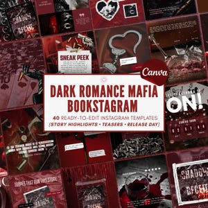 Mafia Dark Romance Bookstagram Canva Templates Book Mockup Bundle Morally Grey Flatlay Instagram Carousel Author Marketing for Indie Authors