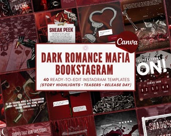 Mafia Dark Romance Bookstagram Canva Templates Book Mockup Bundle Morally Grey Flatlay Instagram Carousel Author Marketing for Indie Authors