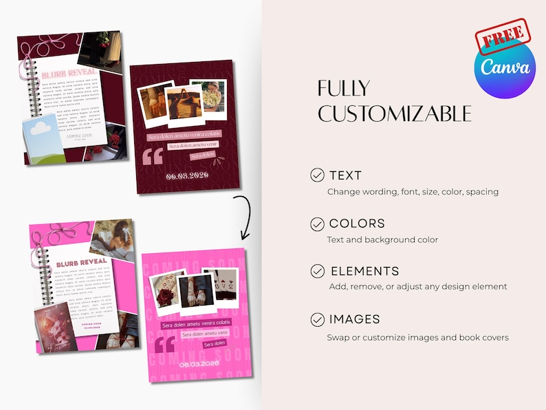 Romance author bookstagram templates indie writer bundle launch kit canva editable aesthetic instagram promo marketing digital creator image 10